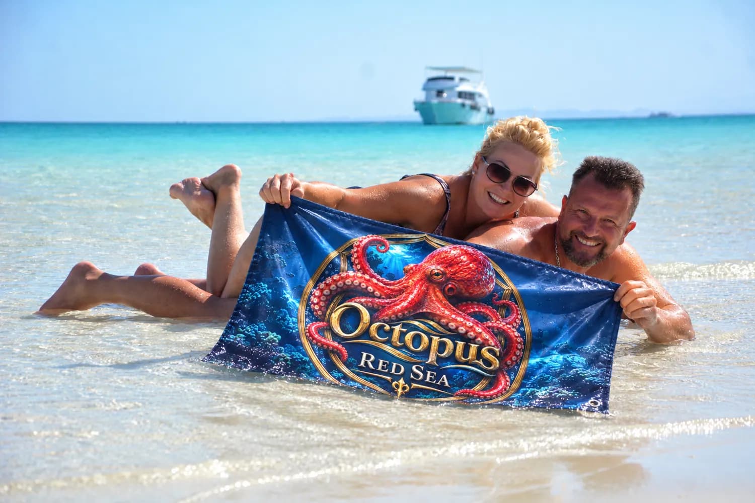 Client-supplied Red Sea holiday promotional photo with digitally added Octopus flag